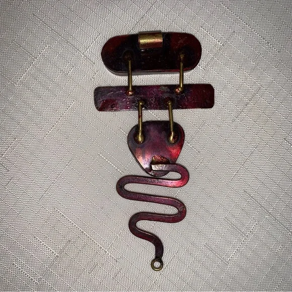 Handmade Artisan Jewelry Set Earrings Pendant Stone Metal Statement 80s 90s Y2K - Picture 6 of 12